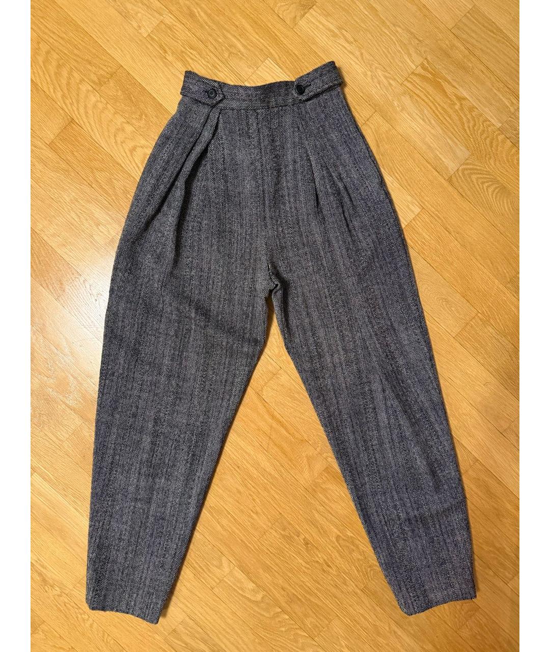 ALBERTA FERRETTI Серые шерстяные брюки узкие, фото 6