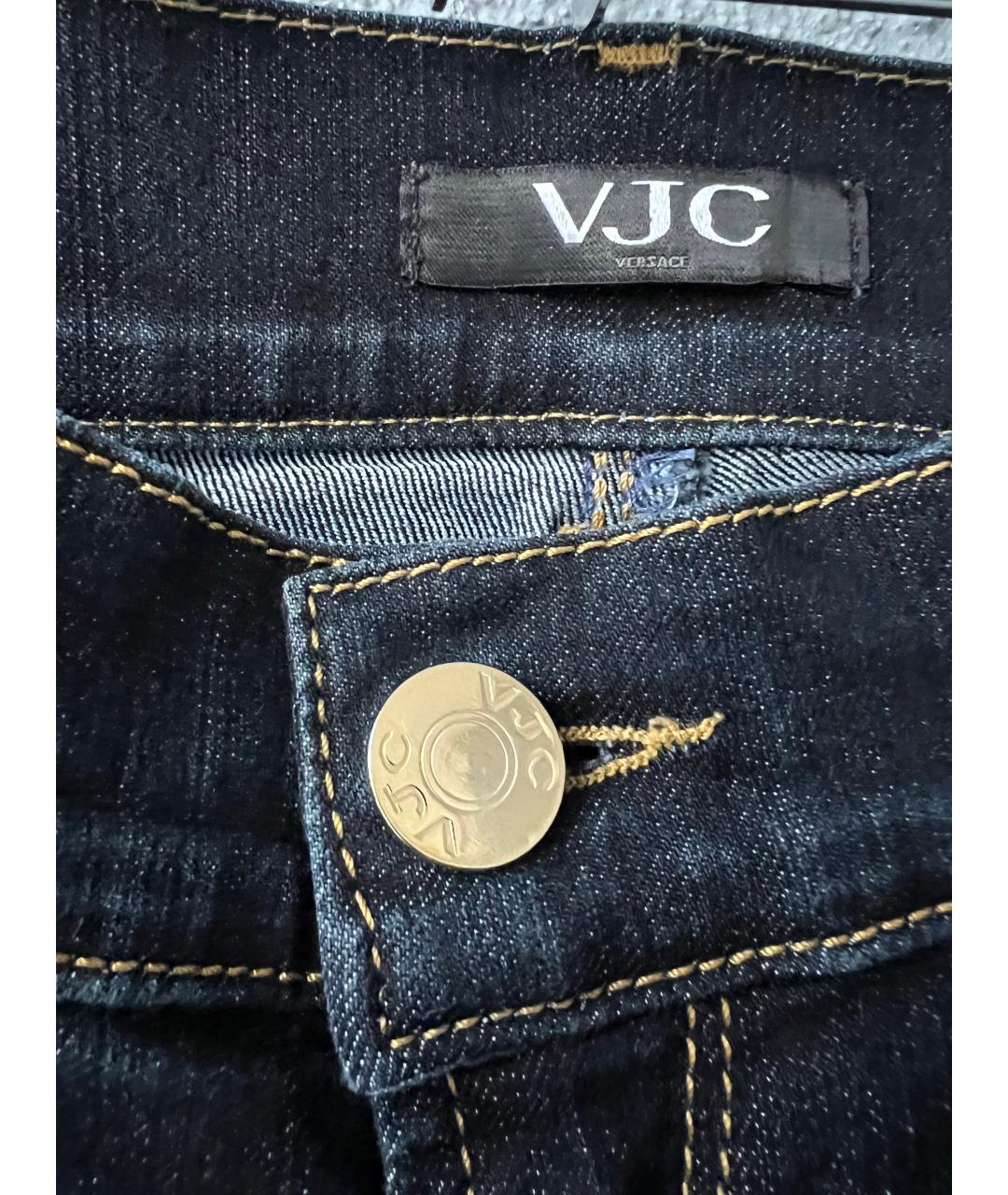 VERSACE Темно-синие хлопковые джинсы слим, фото 3