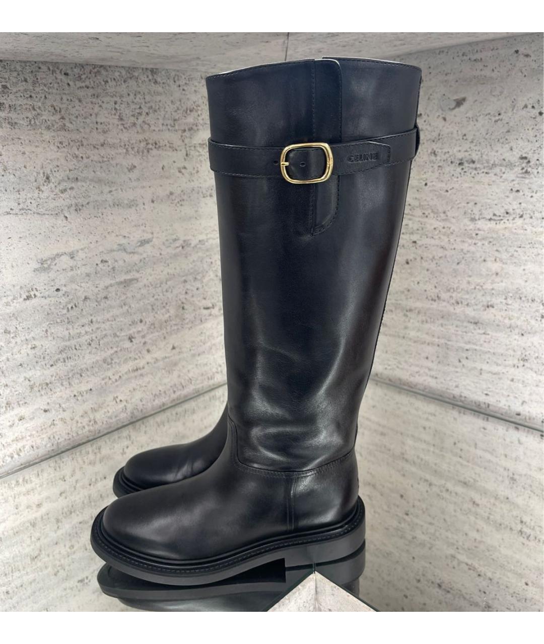 CELINE Черные кожаные сапоги, фото 3