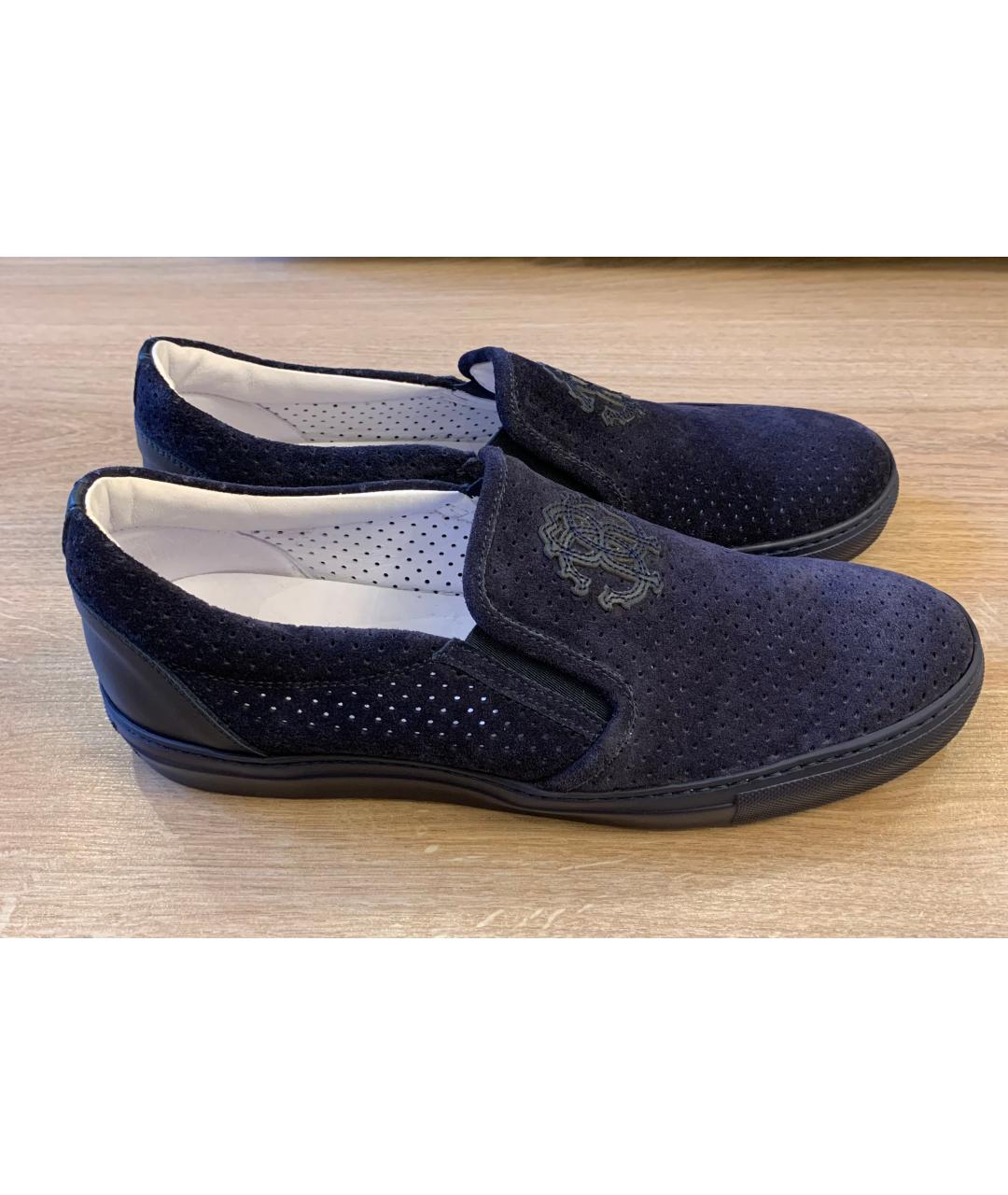 ROBERTO CAVALLI Темно-синие замшевые мокасины, фото 6