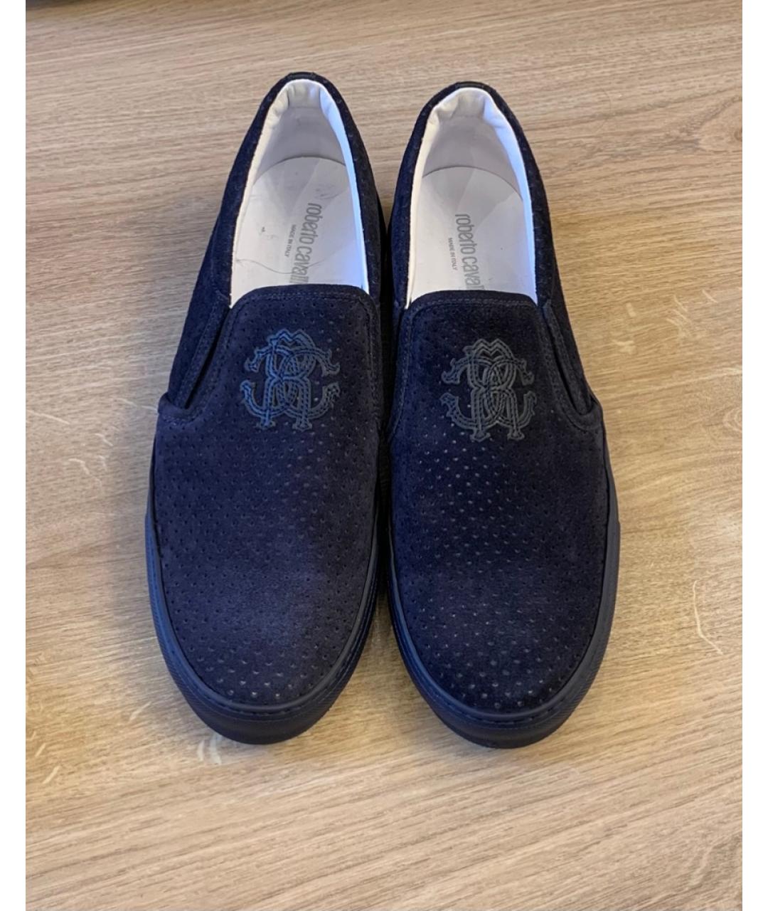 ROBERTO CAVALLI Темно-синие замшевые мокасины, фото 3