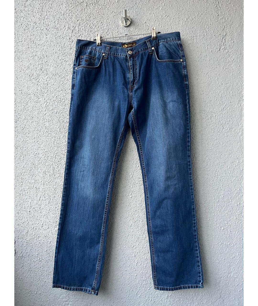 CANALI Темно-синие хлопковые прямые джинсы, фото 10