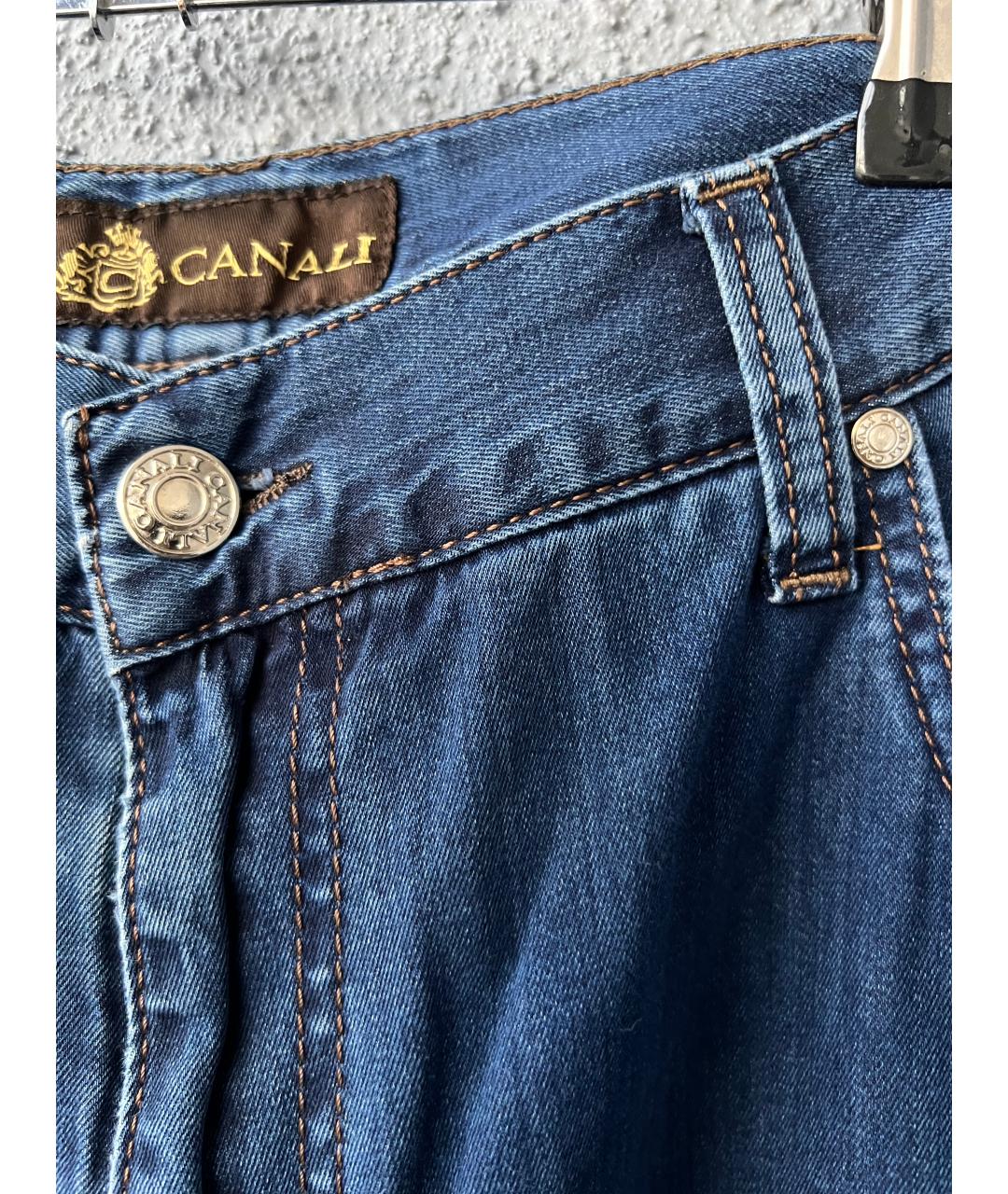 CANALI Темно-синие хлопковые прямые джинсы, фото 3
