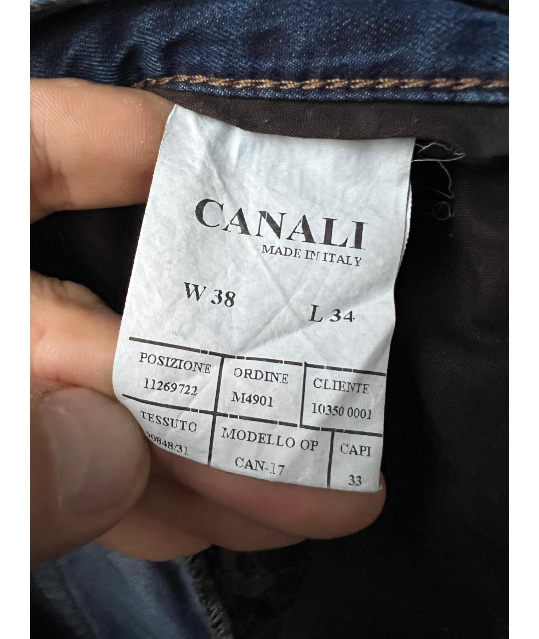 CANALI Темно-синие хлопковые прямые джинсы, фото 8