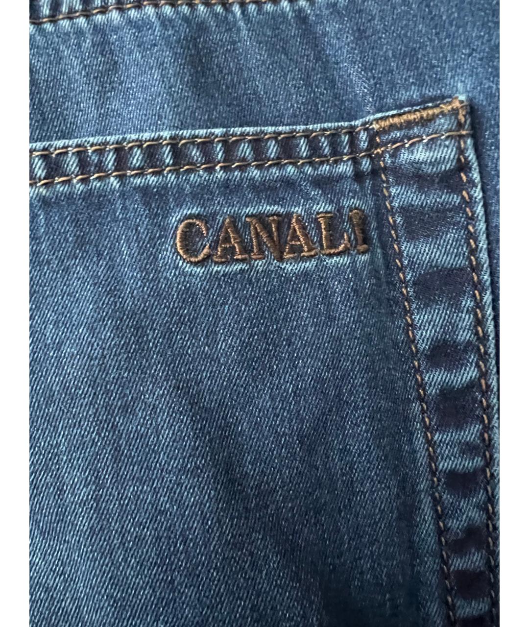CANALI Темно-синие хлопковые прямые джинсы, фото 5