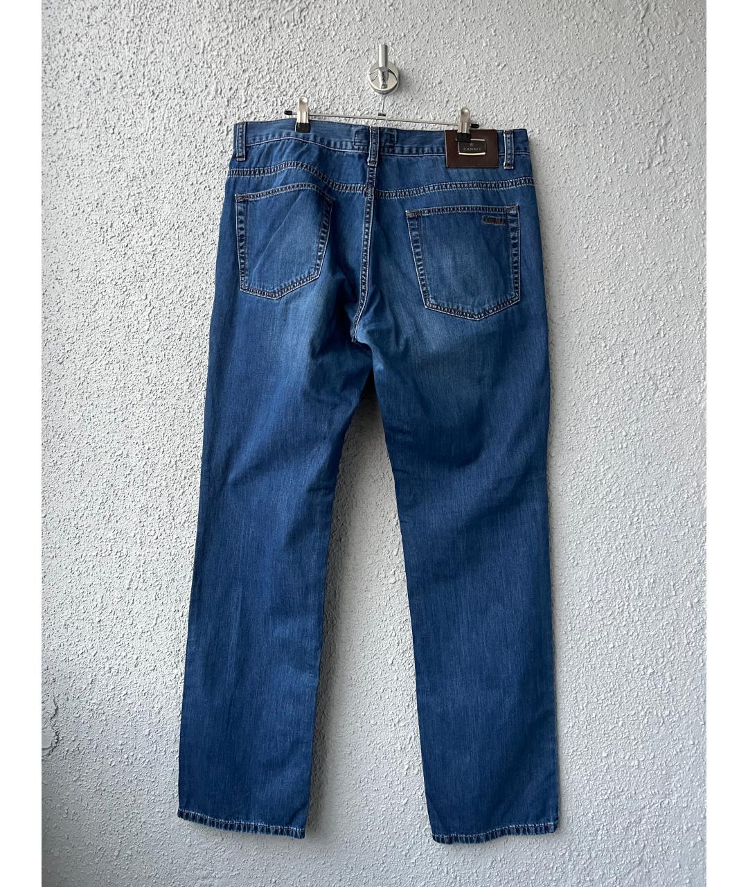 CANALI Темно-синие хлопковые прямые джинсы, фото 2