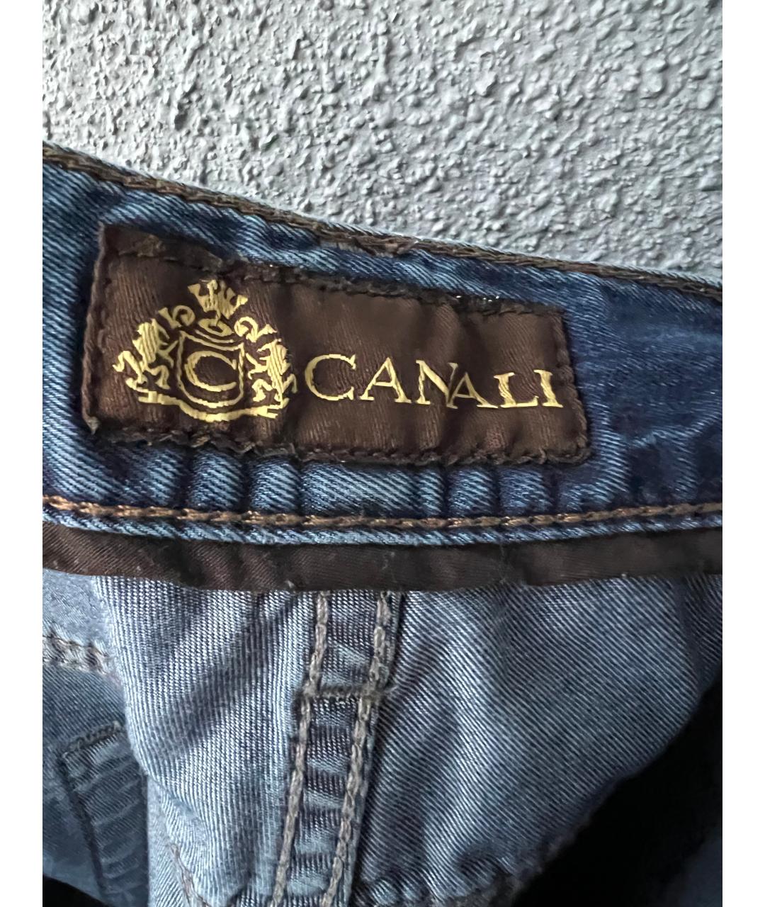 CANALI Темно-синие хлопковые прямые джинсы, фото 7