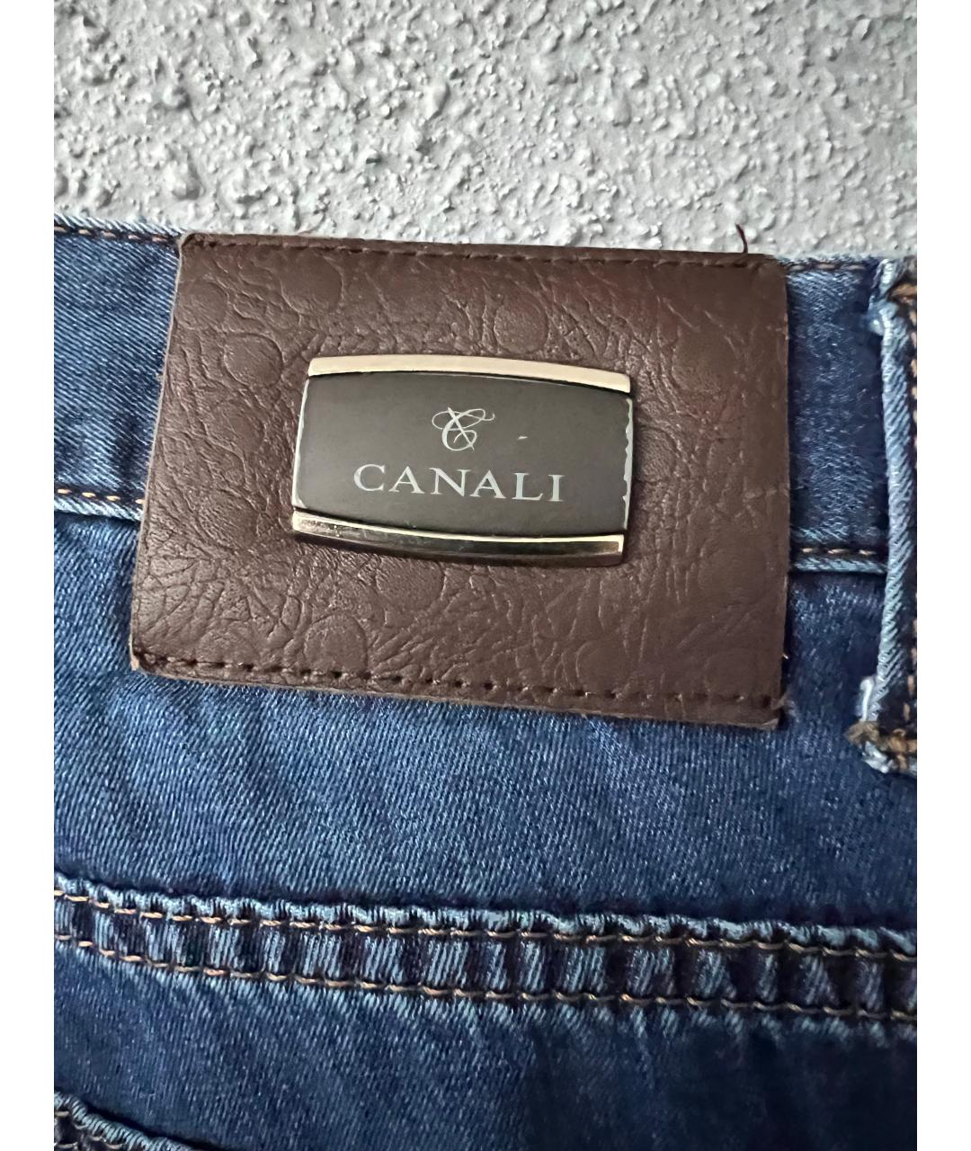 CANALI Темно-синие хлопковые прямые джинсы, фото 6