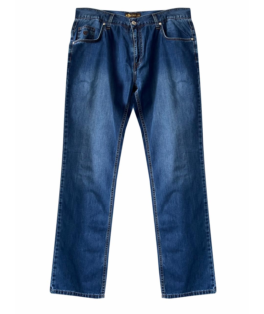 CANALI Темно-синие хлопковые прямые джинсы, фото 1