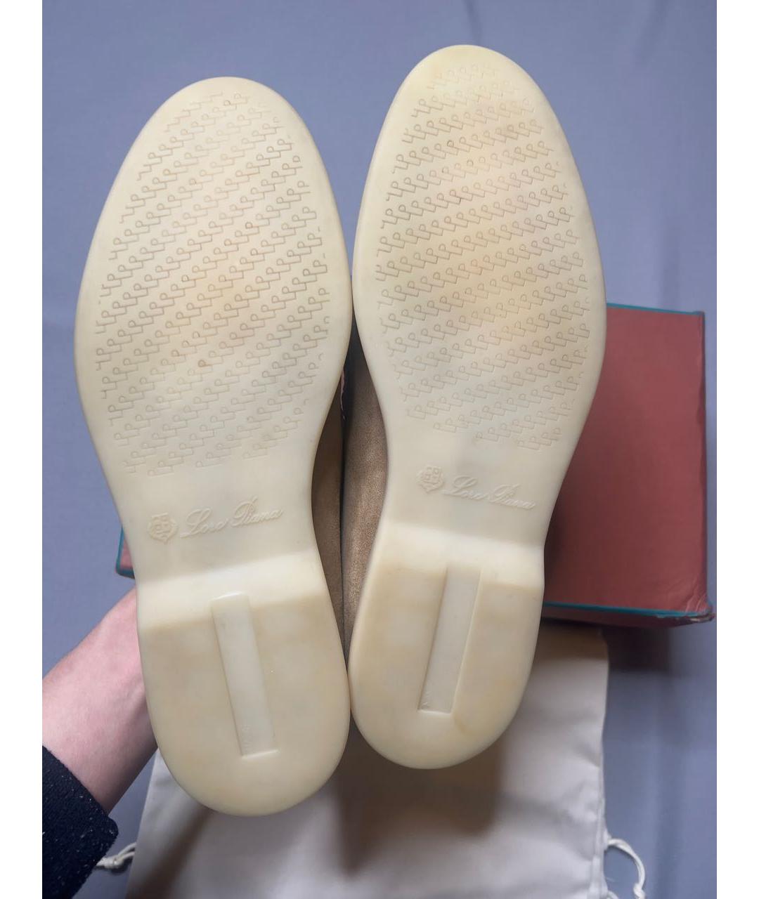 LORO PIANA Бежевые замшевые лоферы, фото 3