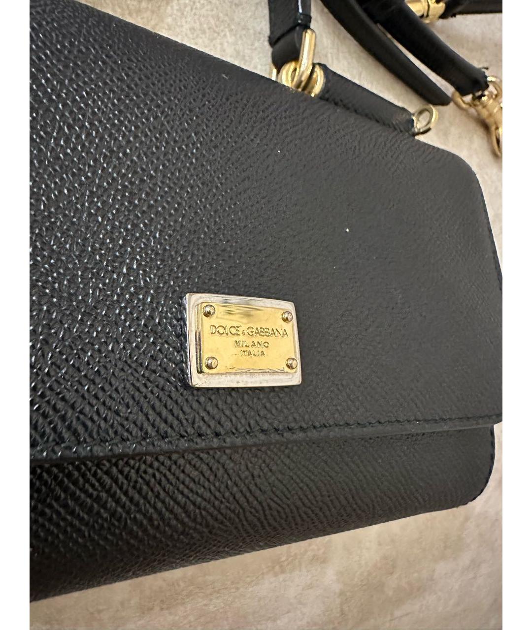DOLCE&GABBANA Черная кожаная сумка с короткими ручками, фото 3