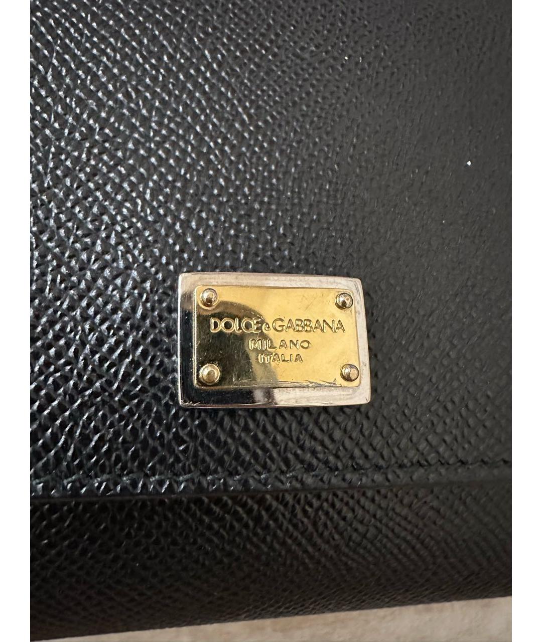 DOLCE&GABBANA Черная кожаная сумка с короткими ручками, фото 2