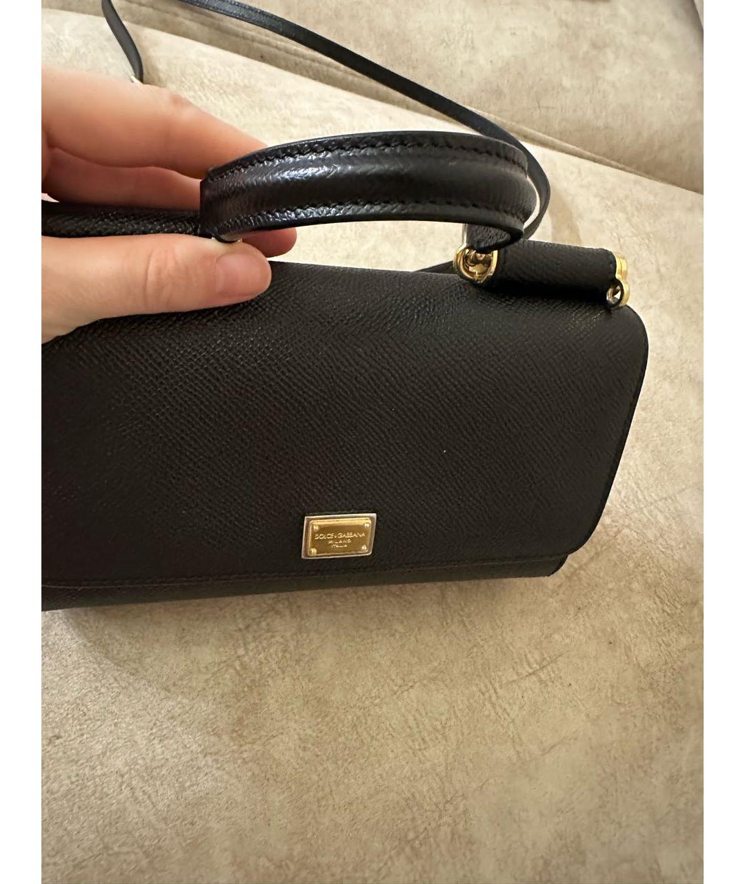 DOLCE&GABBANA Черная кожаная сумка с короткими ручками, фото 6