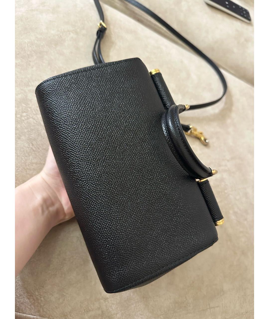 DOLCE&GABBANA Черная кожаная сумка с короткими ручками, фото 4