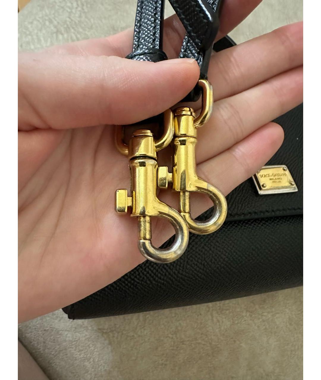 DOLCE&GABBANA Черная кожаная сумка с короткими ручками, фото 7