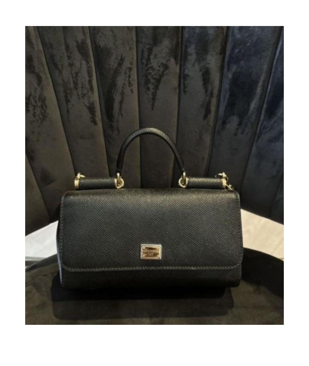 DOLCE&GABBANA Черная кожаная сумка с короткими ручками, фото 8