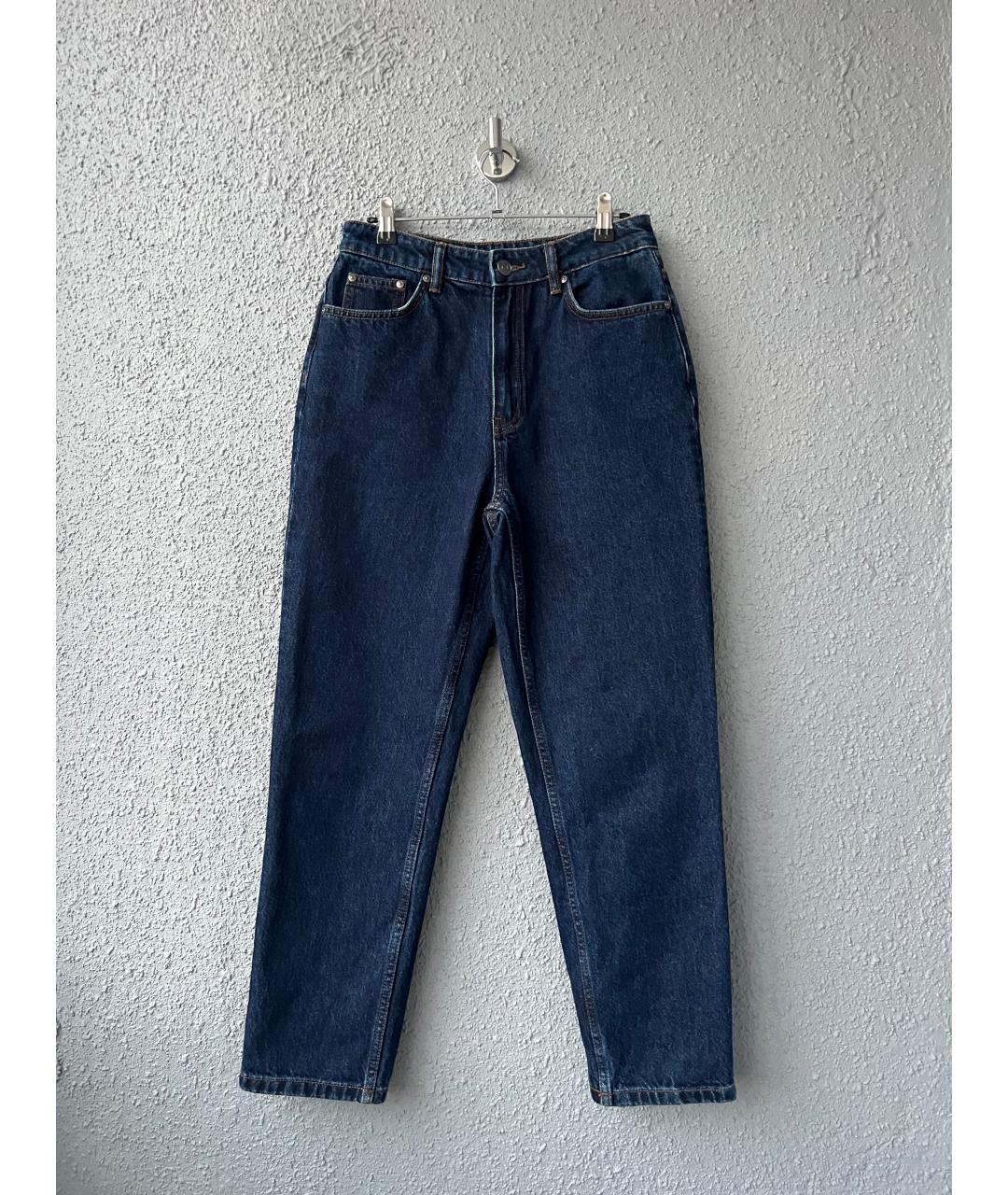 12 STOREEZ Темно-синие хлопковые прямые джинсы, фото 8