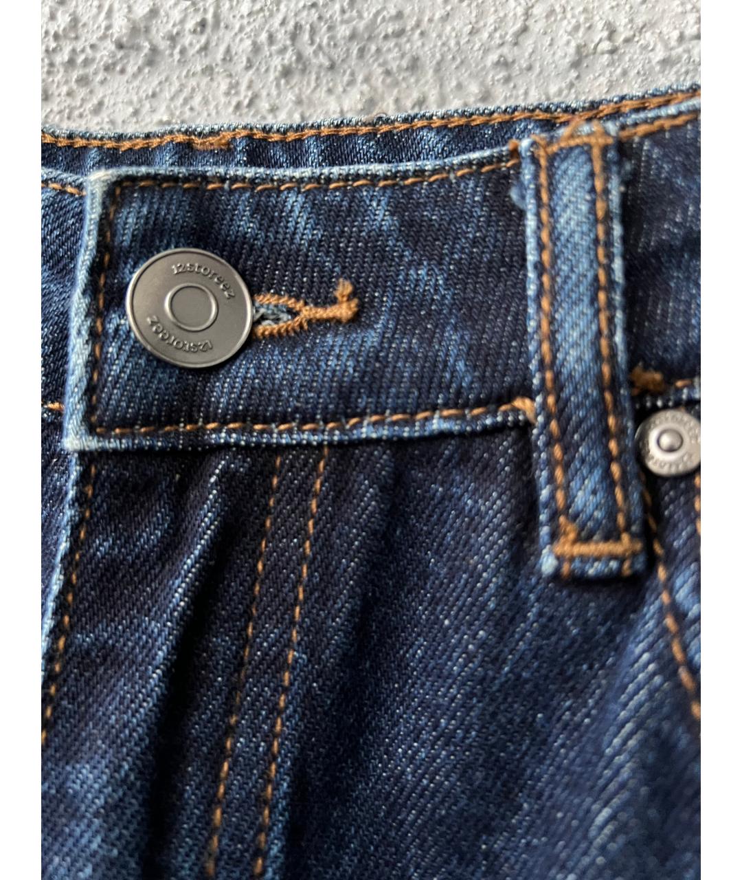 12 STOREEZ Темно-синие хлопковые прямые джинсы, фото 3