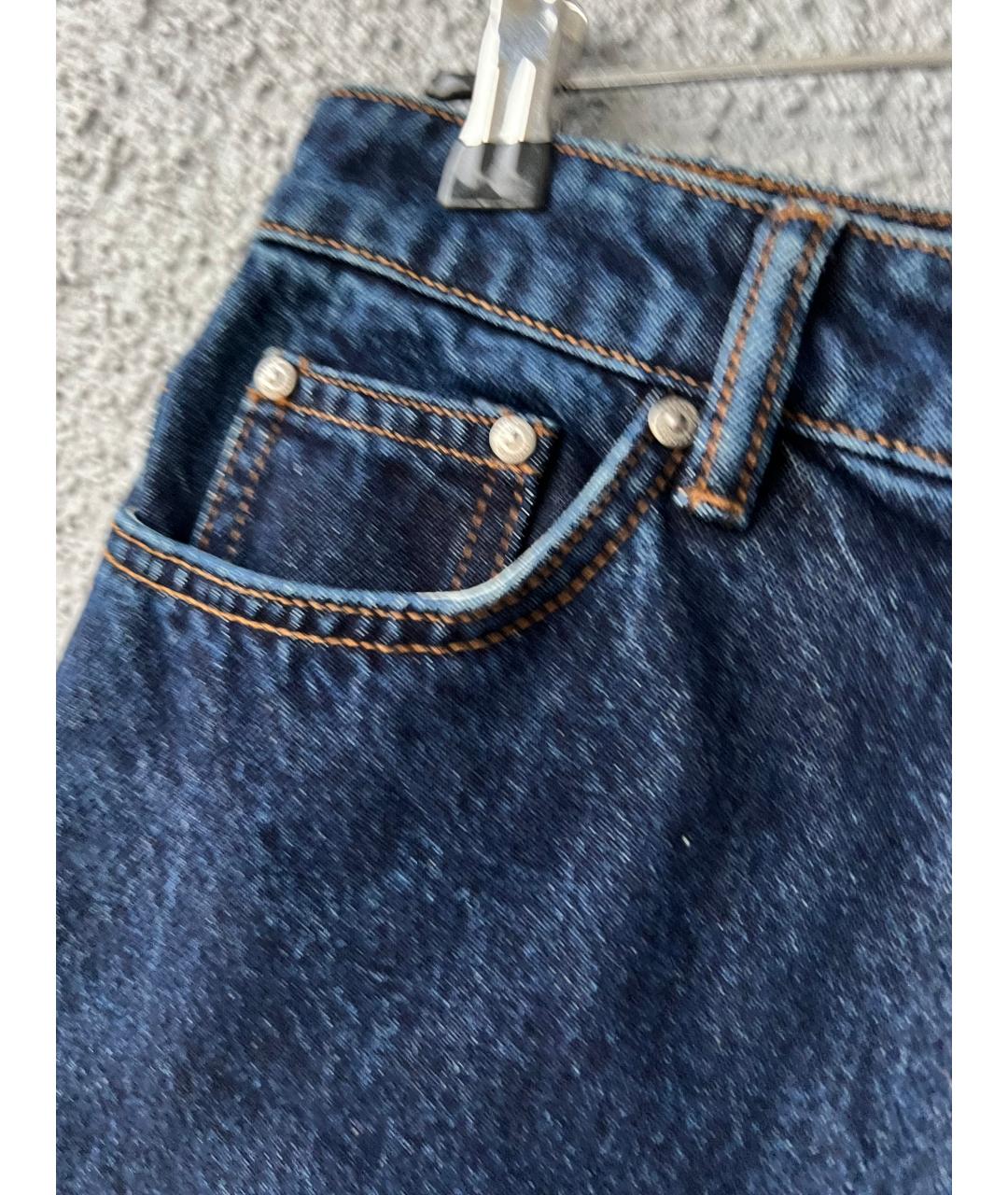 12 STOREEZ Темно-синие хлопковые прямые джинсы, фото 4