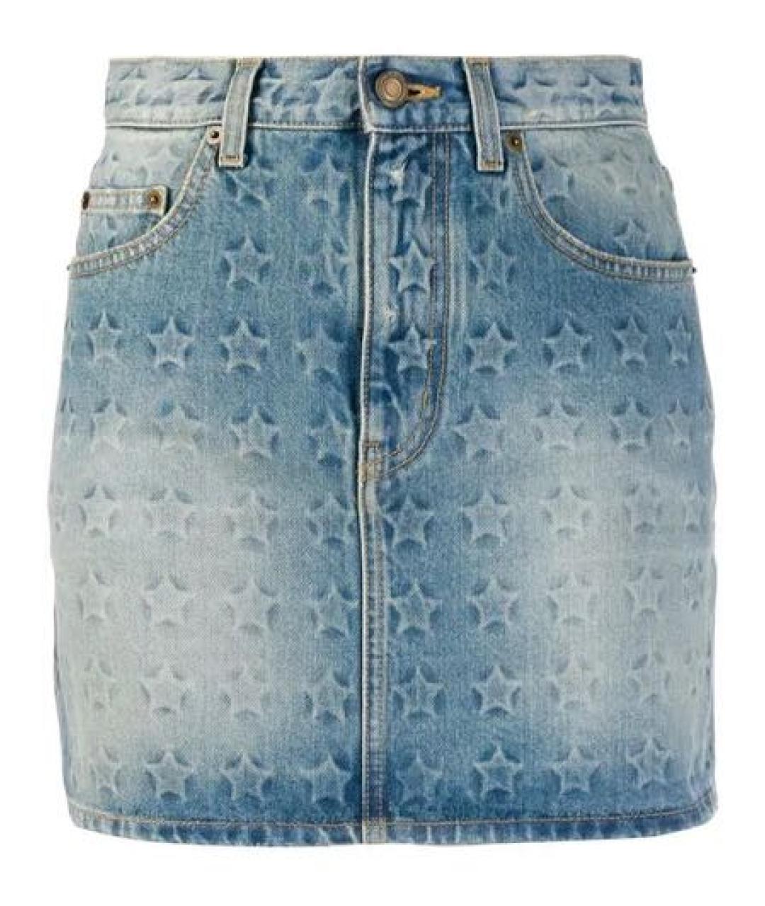 SAINT LAURENT Синяя деним юбка мини, фото 1