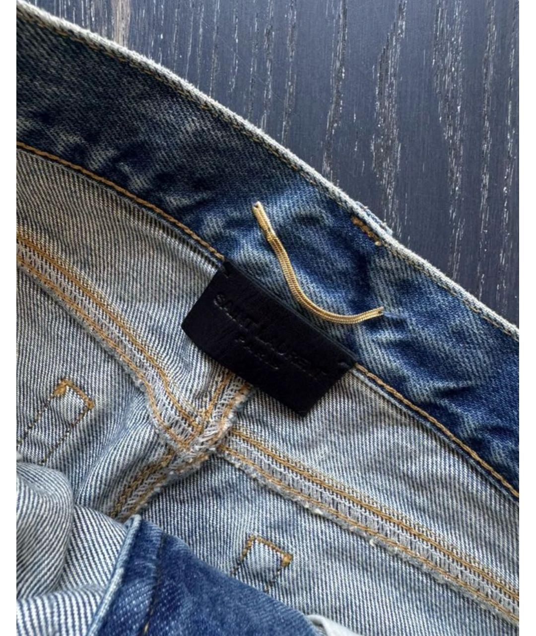 SAINT LAURENT Синяя деним юбка мини, фото 3