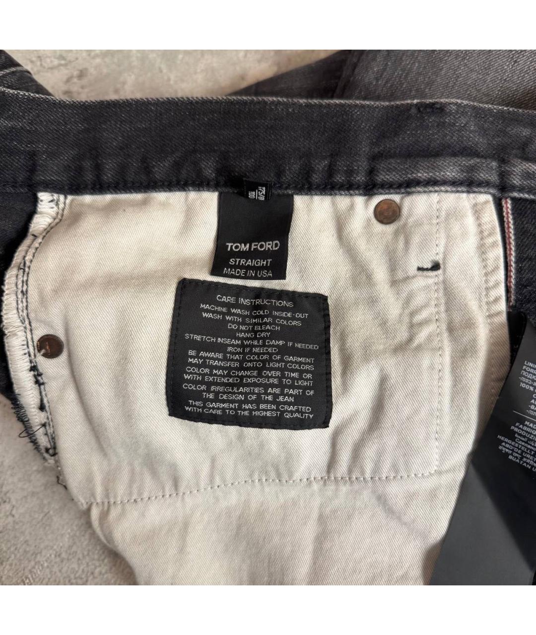 TOM FORD Черные хлопковые прямые джинсы, фото 5