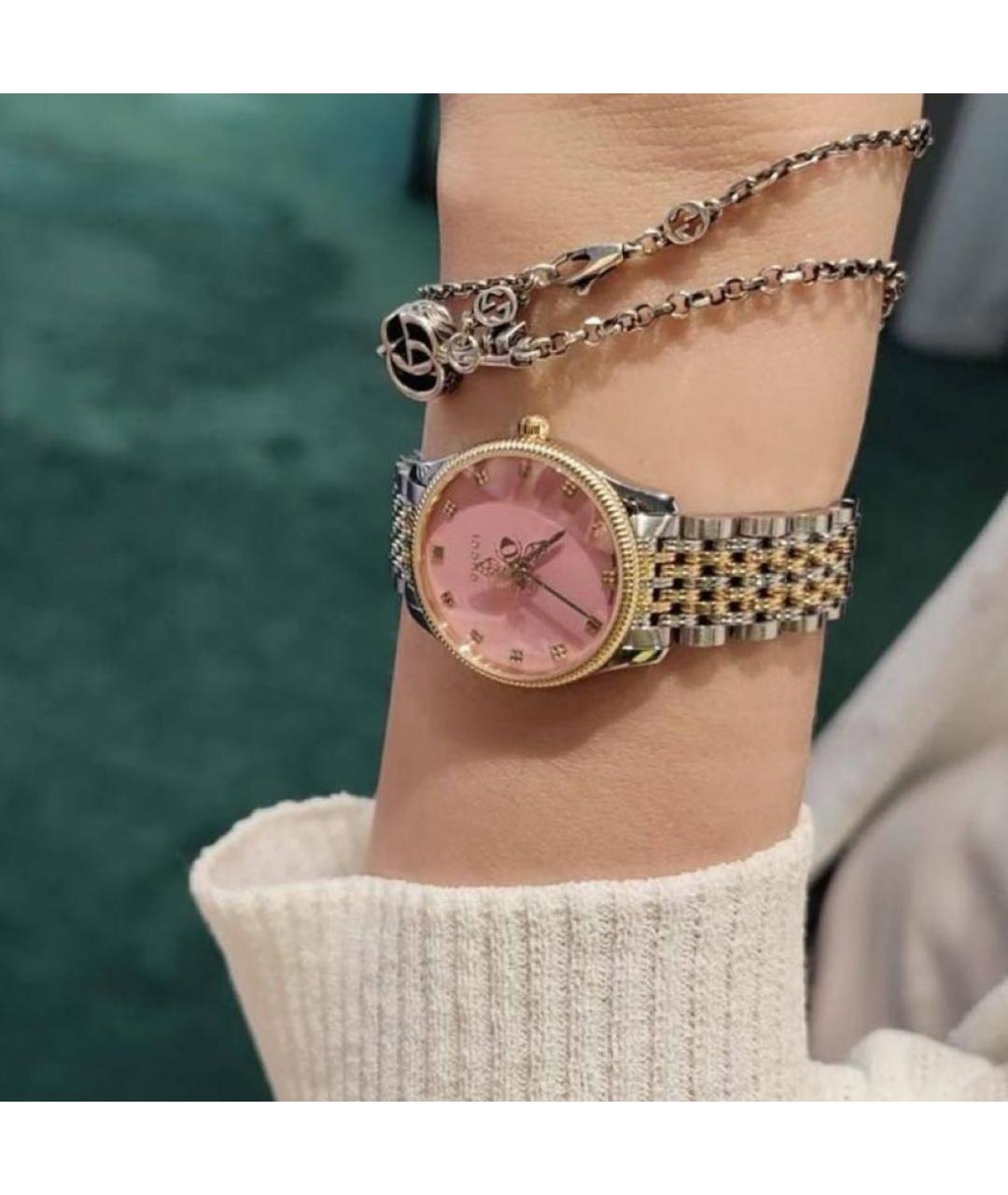 GUCCI Розовые металлические часы, фото 6