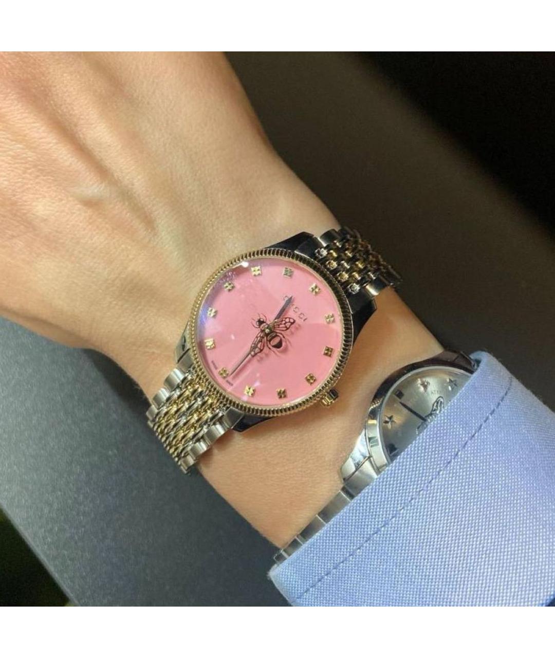 GUCCI Розовые металлические часы, фото 3