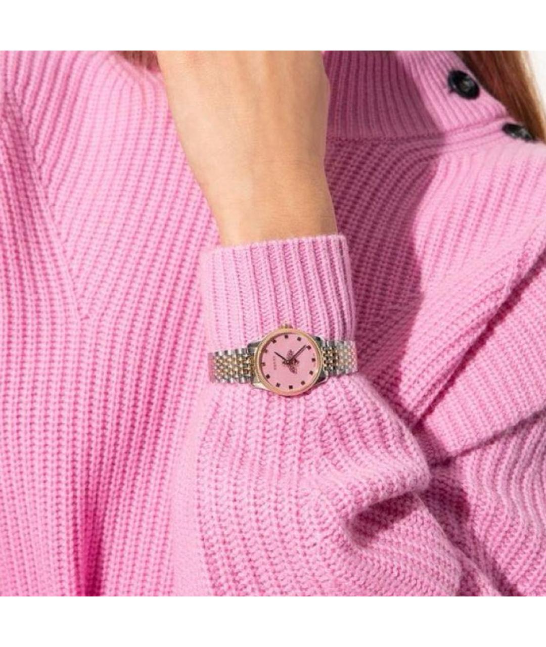 GUCCI Розовые металлические часы, фото 5