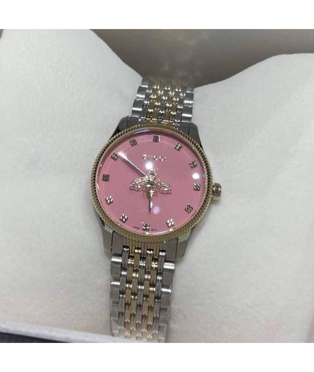 GUCCI Розовые металлические часы, фото 4