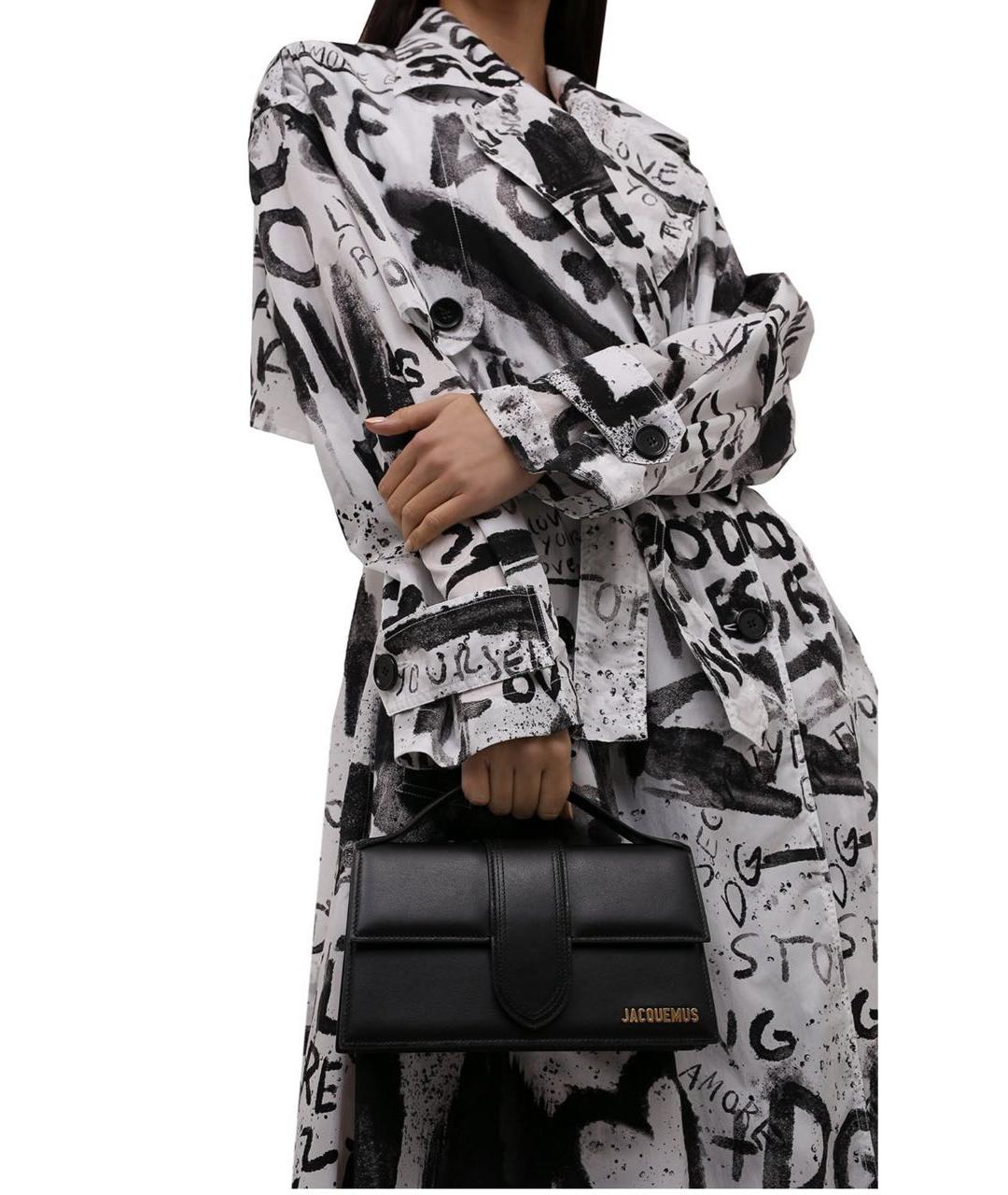 JACQUEMUS Черная кожаная сумка через плечо, фото 5