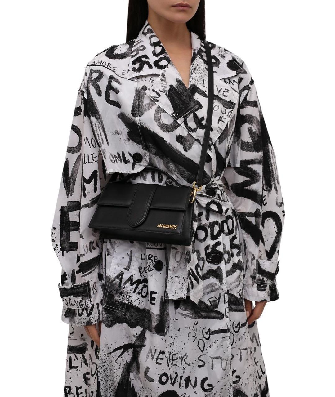 JACQUEMUS Черная кожаная сумка через плечо, фото 4