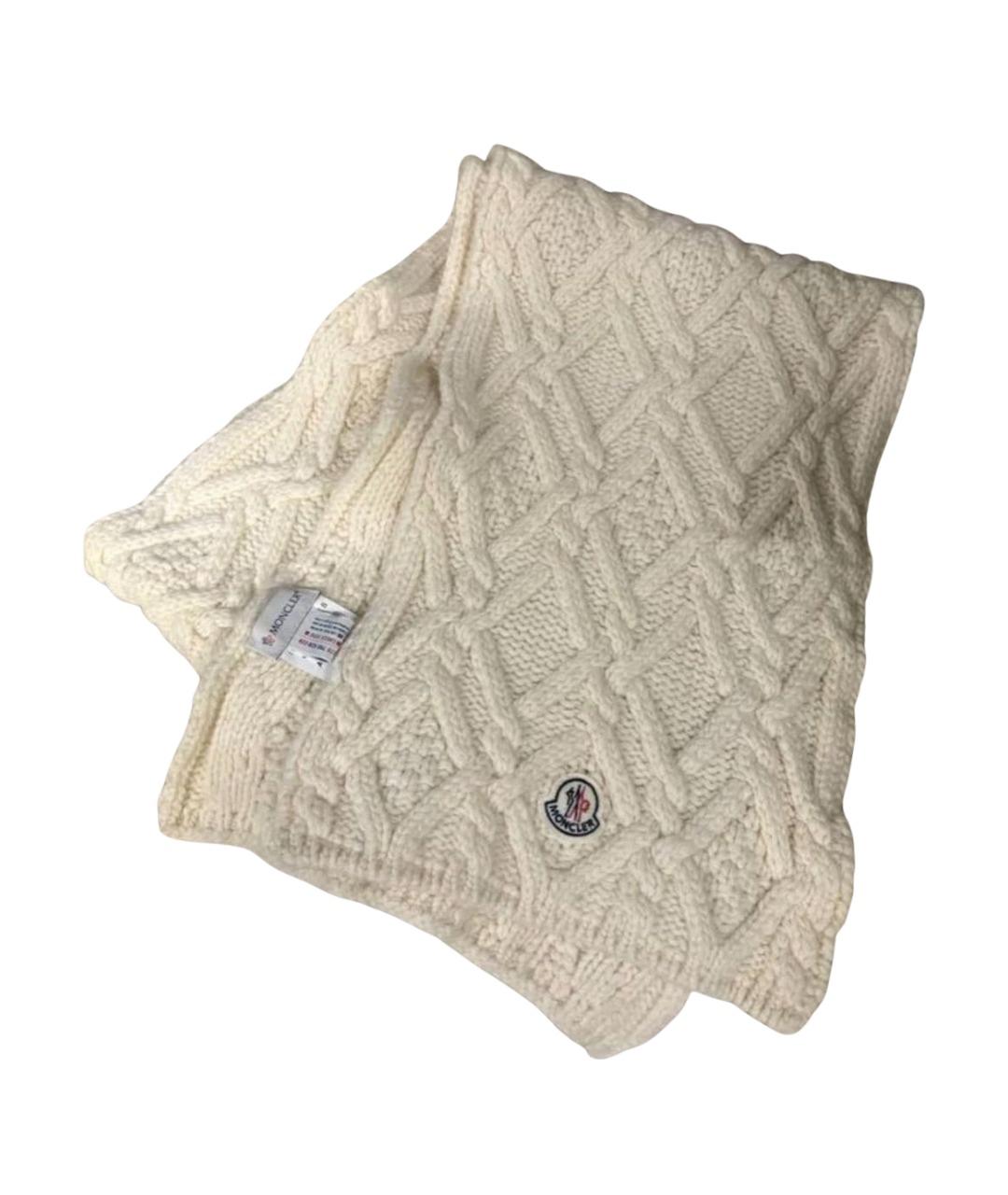 MONCLER Бежевый шерстяной шарф, фото 1