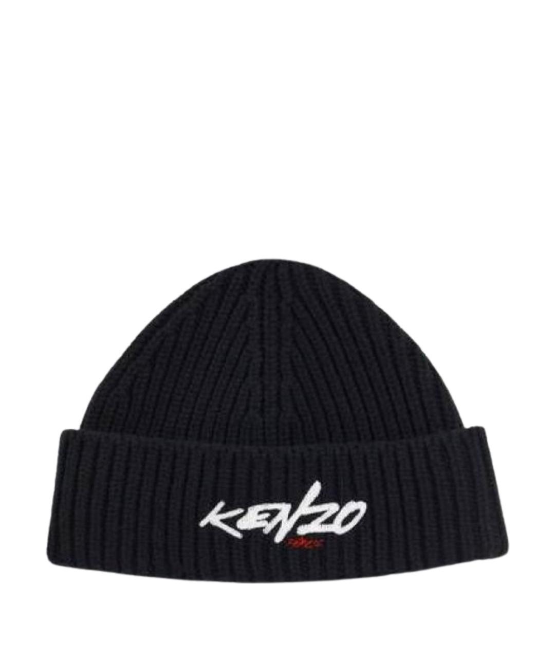 KENZO Черная шерстяная шапка, фото 1