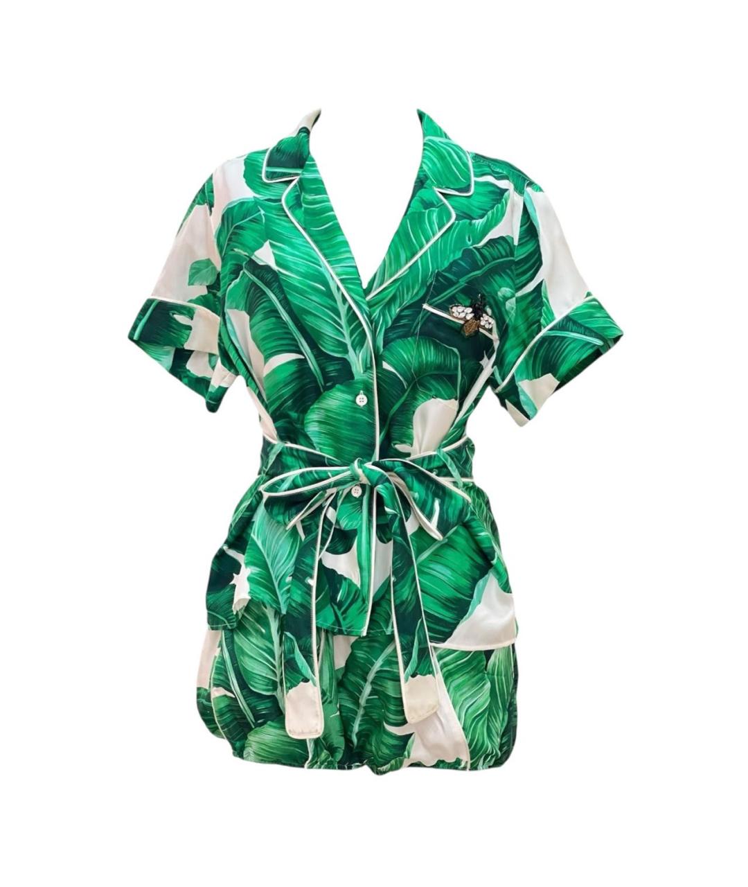 DOLCE&GABBANA Зеленый шелковый костюм с брюками, фото 8