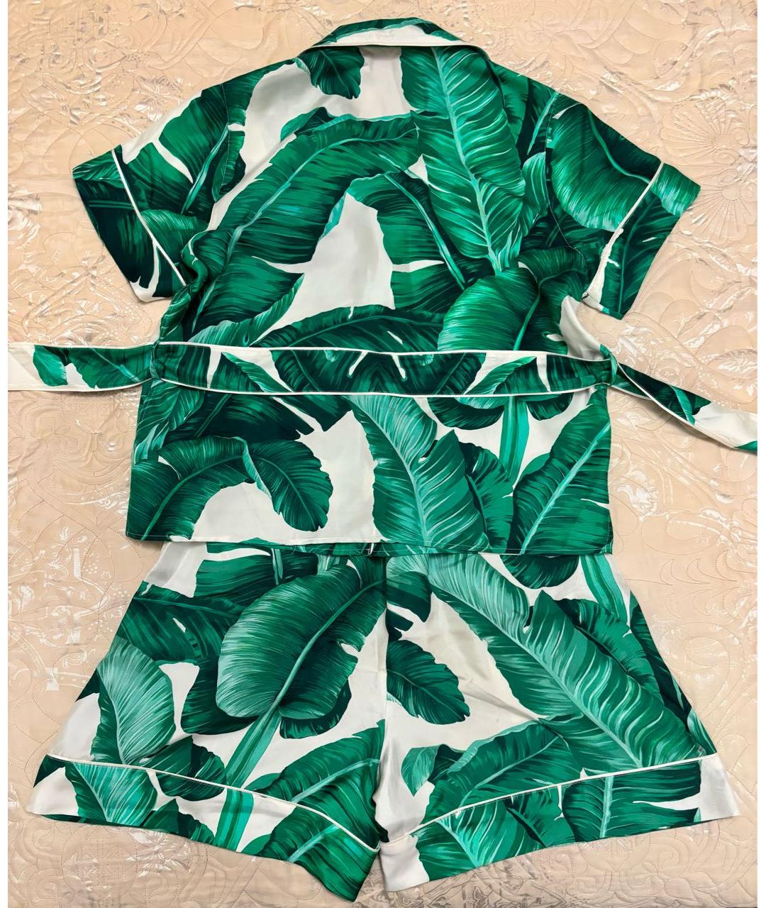 DOLCE&GABBANA Зеленый шелковый костюм с брюками, фото 4