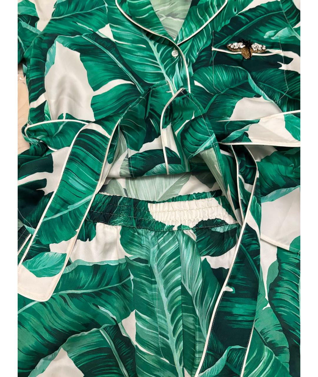 DOLCE&GABBANA Зеленый шелковый костюм с брюками, фото 3