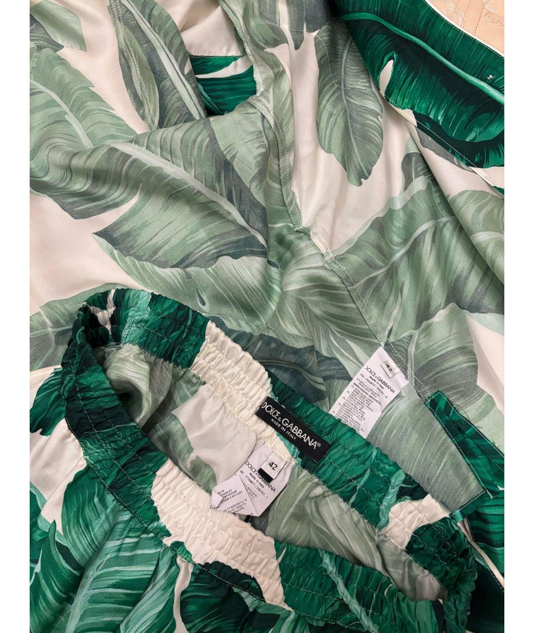 DOLCE&GABBANA Зеленый шелковый костюм с брюками, фото 5