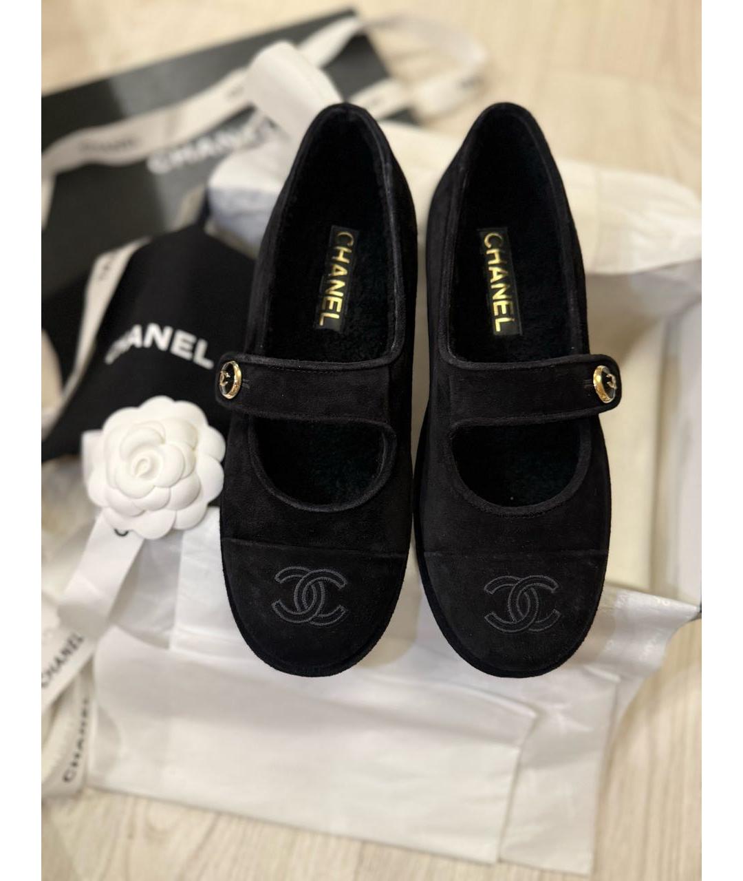 CHANEL Черные замшевые балетки, фото 4