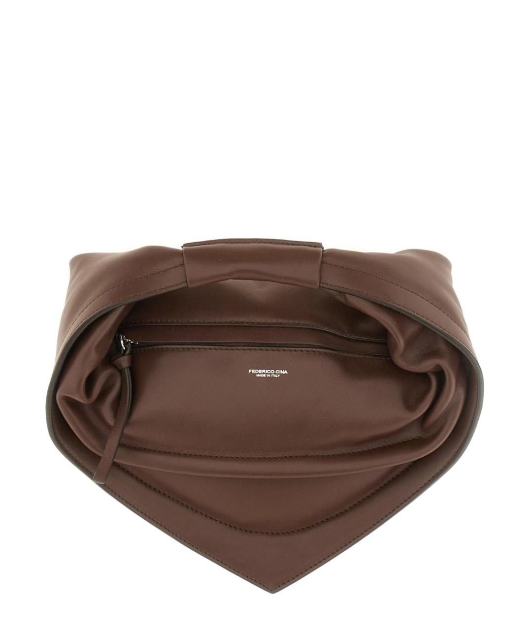FEDERICO CINA Коричневая кожаная сумка с короткими ручками, фото 1