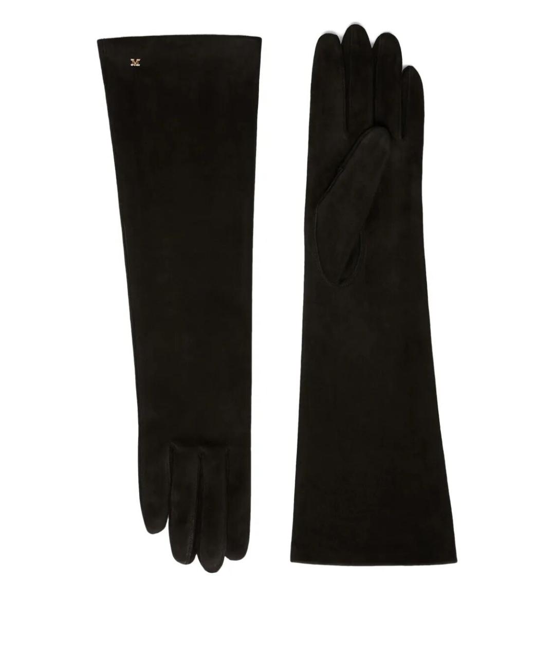 MAX MARA Черные кожаные перчатки, фото 1