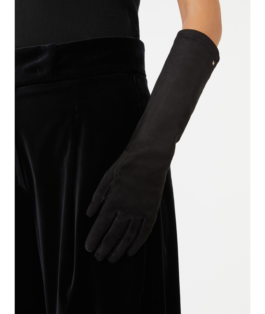 MAX MARA Черные кожаные перчатки, фото 3