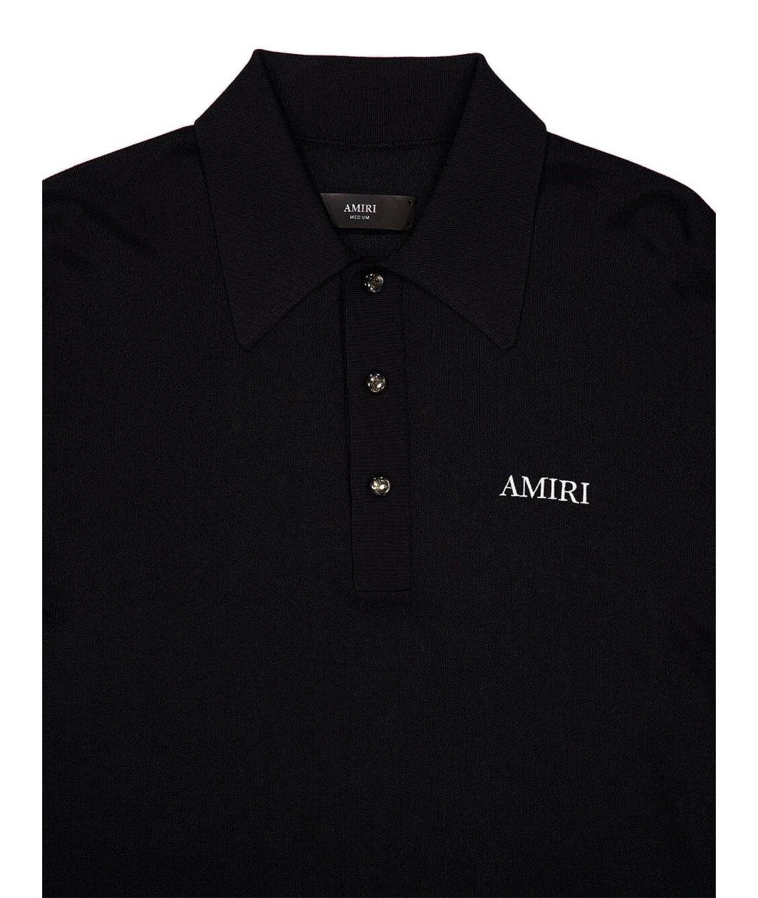 AMIRI Черное вискозное поло с коротким рукавом, фото 3