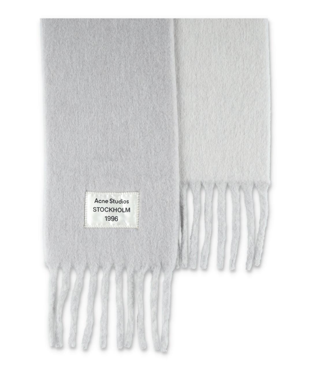 ACNE STUDIOS Серый шерстяной шарф, фото 3