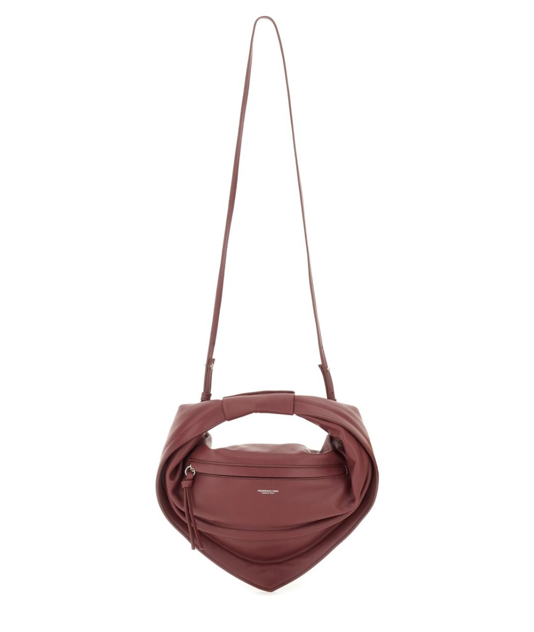 FEDERICO CINA Красная кожаная сумка с короткими ручками, фото 2