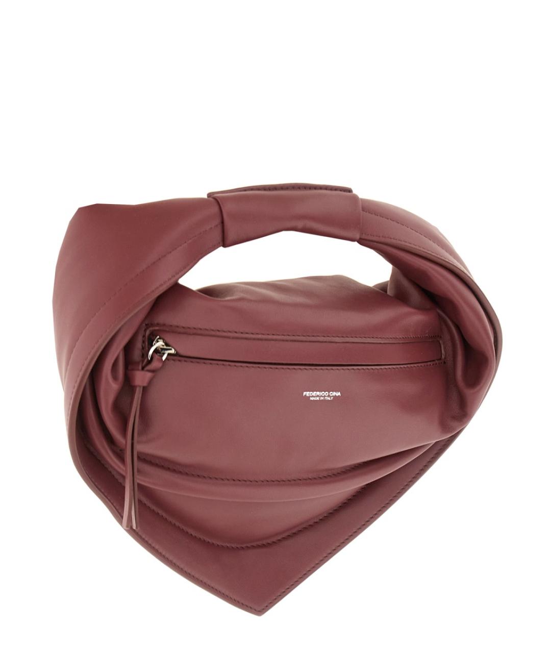 FEDERICO CINA Красная кожаная сумка с короткими ручками, фото 3