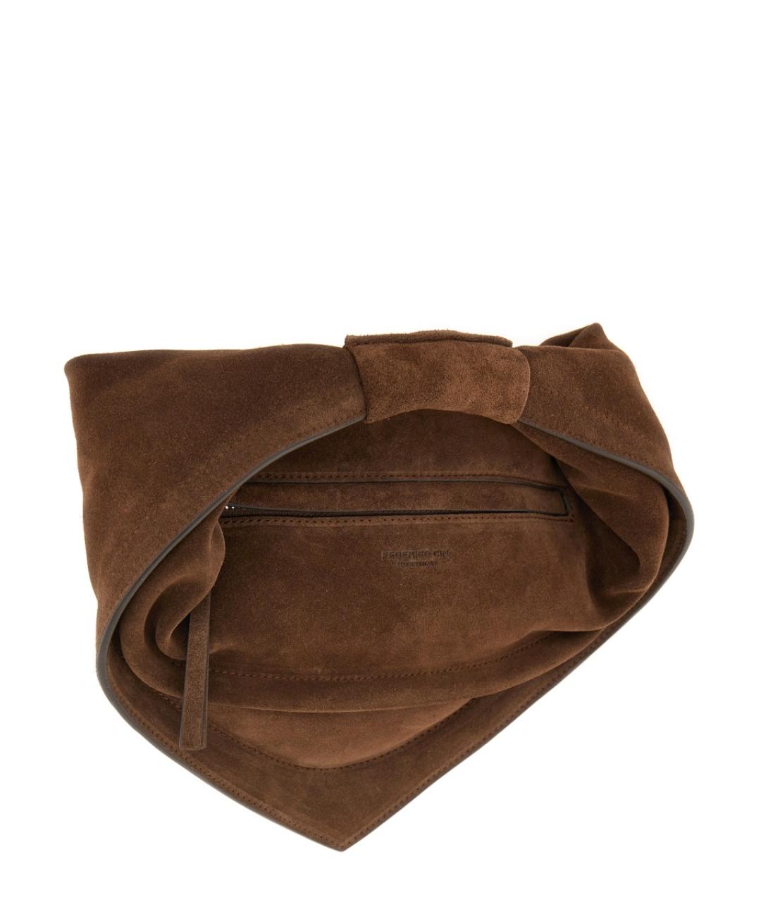 FEDERICO CINA Коричневая замшевая сумка с короткими ручками, фото 3