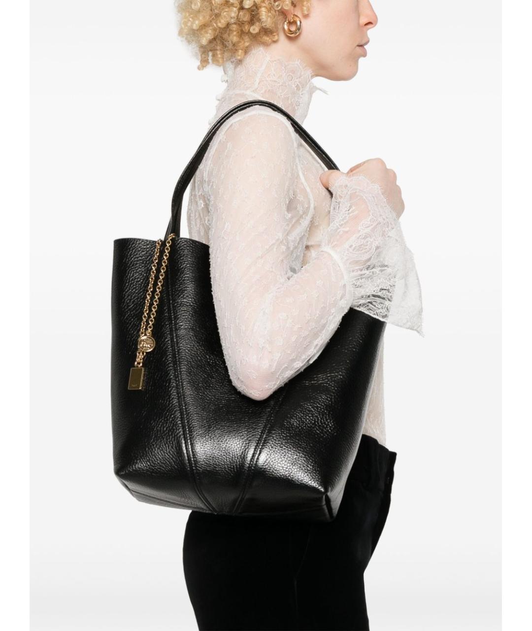 CHLOE Черная кожаная сумка тоут, фото 5