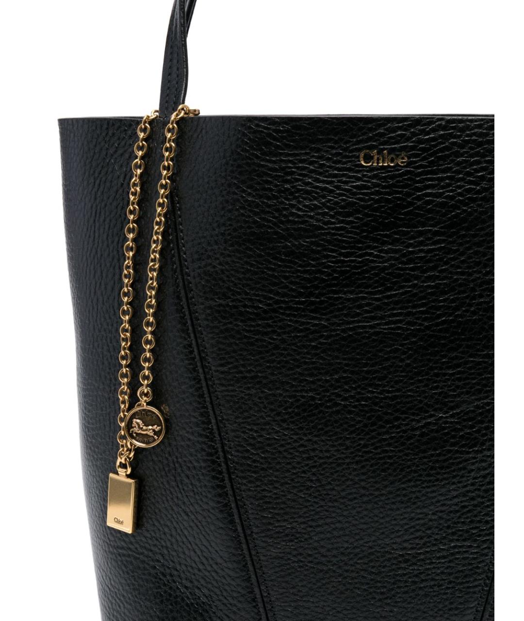 CHLOE Черная кожаная сумка тоут, фото 3