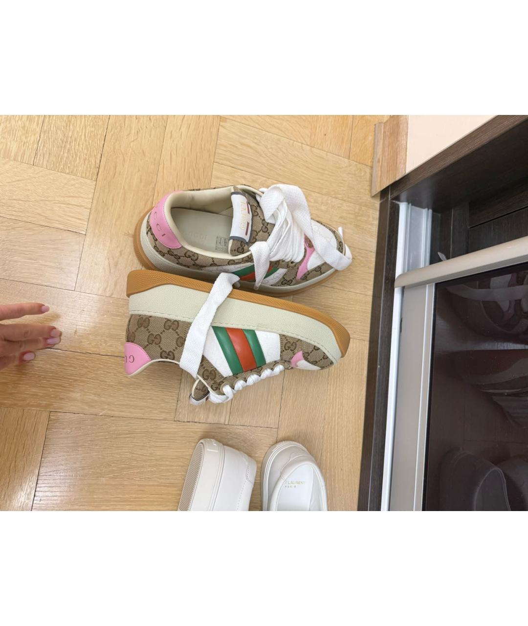 GUCCI Коричневые кожаные кеды, фото 5